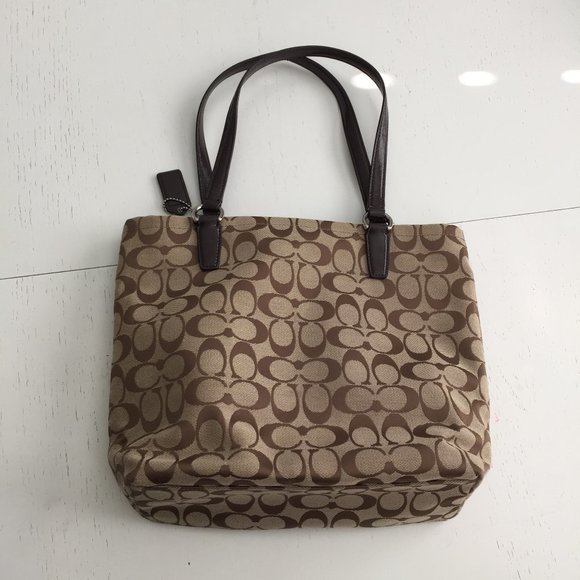 Coach Signature Canvas Stripe Tote Shoulder Bags